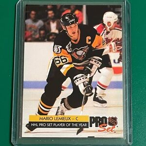 Mario Lemieux #1 1992-93 Pro Set Hockey Trading Card